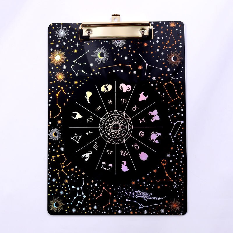 Fantasy starry akryl bronzing board klämma genomskinlig  a4 student hård plast skrivtavla brevpapper mapp: Grön