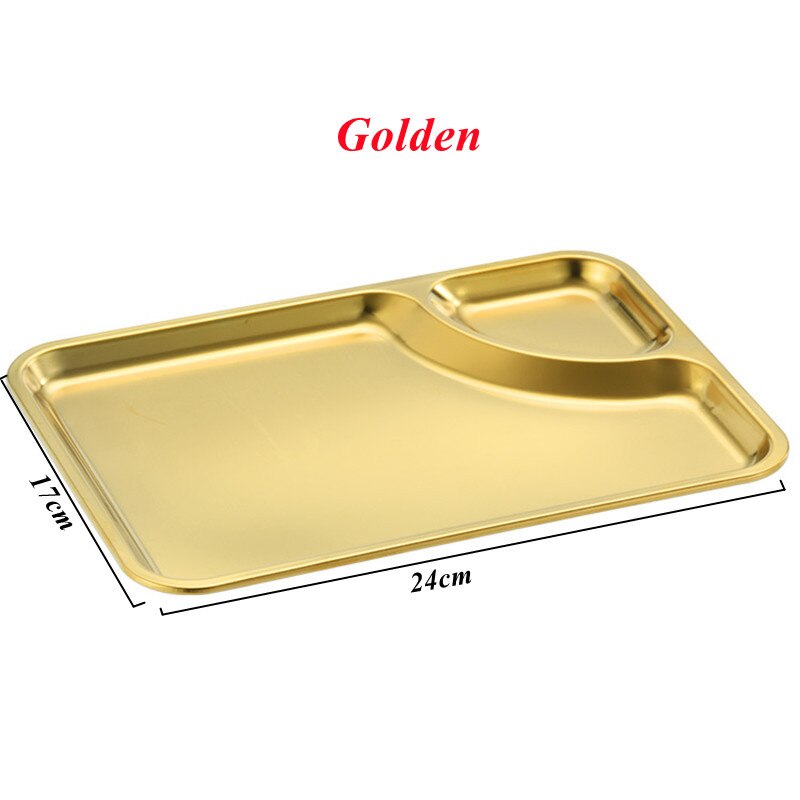 Stainless Steel Rectangle Dining Plate Dessert Cake Fruit Bread The Dip Plate Snacks Sushi Plate Luxury Serving Trays Tableware: Golden