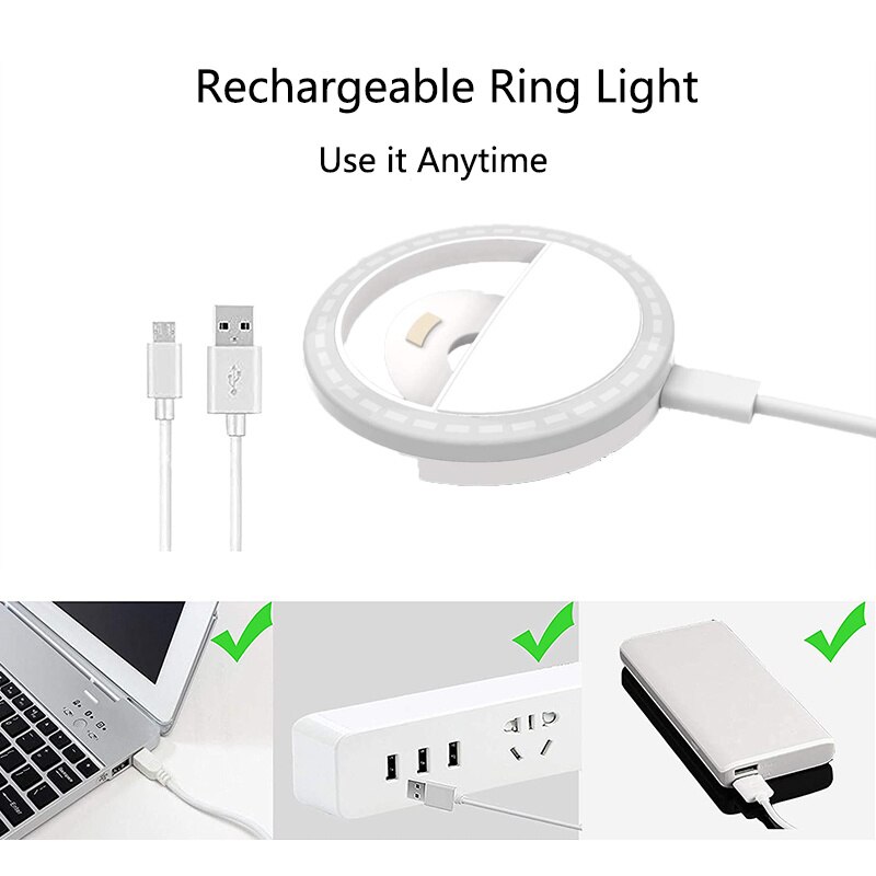 UPMOSTEK Selfie Led Ring Licht für Telefon Wiederaufladbare Blinkt Selfie Lampe Telefon Objektiv Kamera Clip für Alle Smartphone Foto Live