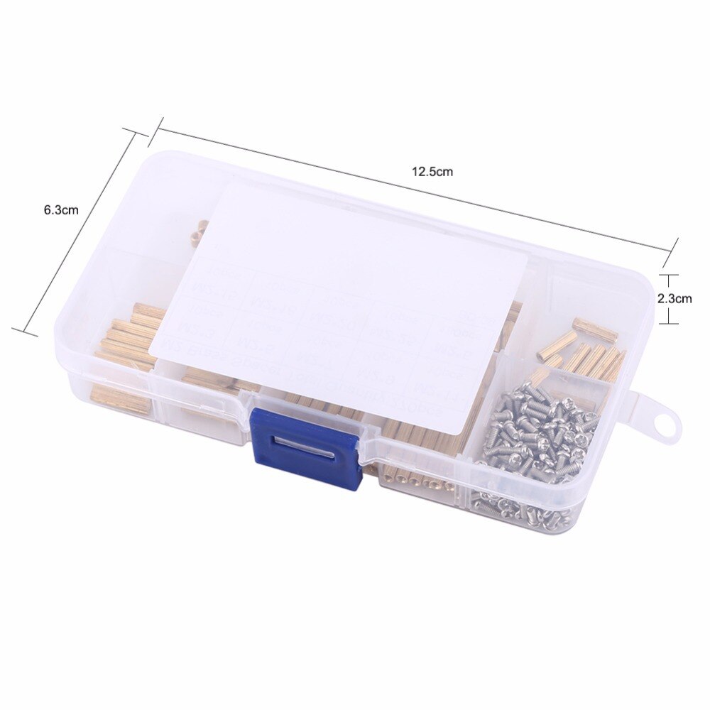 270pcs / box brass column double pass copper column screw round knurled double pass isolation column M2 series + screw