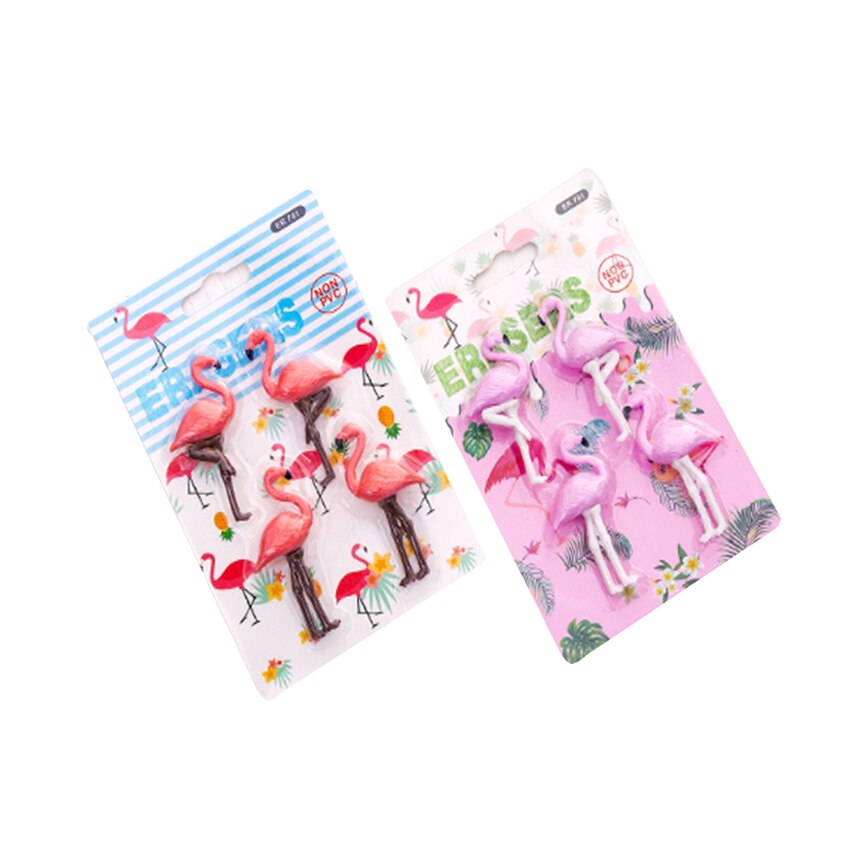 4 Stks/partij Kawaii Gummen Flamingo Vorm Kleurrijke Potlood Gum Party Speelgoed Voor Kids School Student Kantoorbenodigdheden Decoratieve