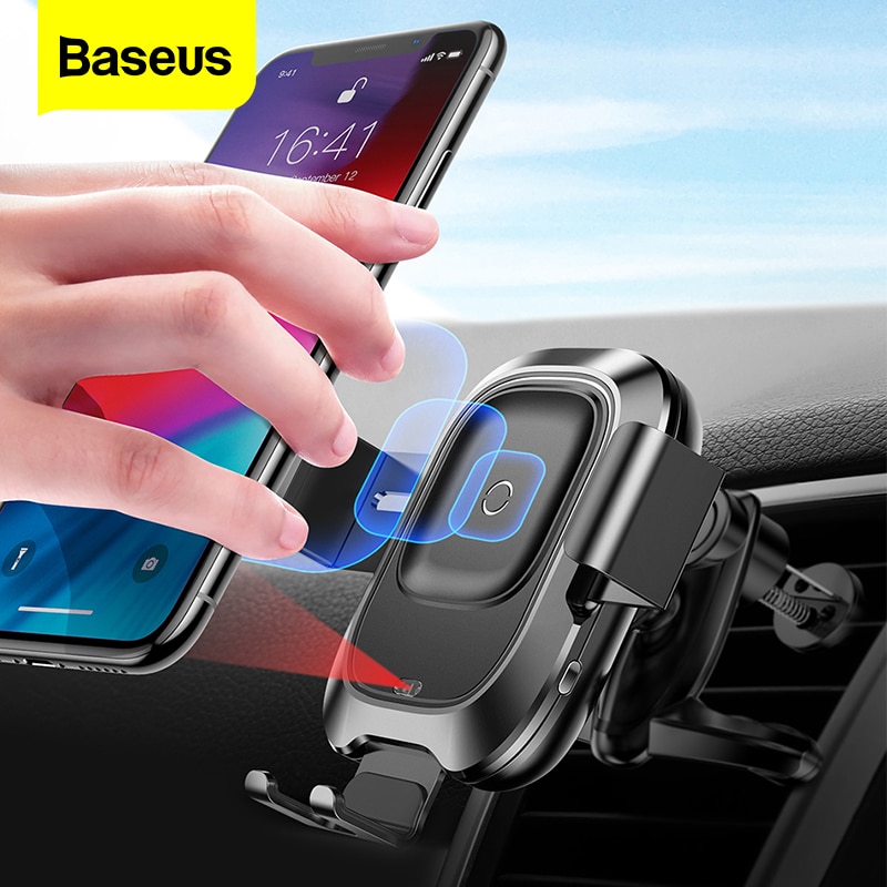 Baseus Auto Telefoon Houder Voor Iphone Samsung Intelligente Infrarood Qi Auto Draadloze Oplader Air Vent Mount Mobile Phone Holder Stand