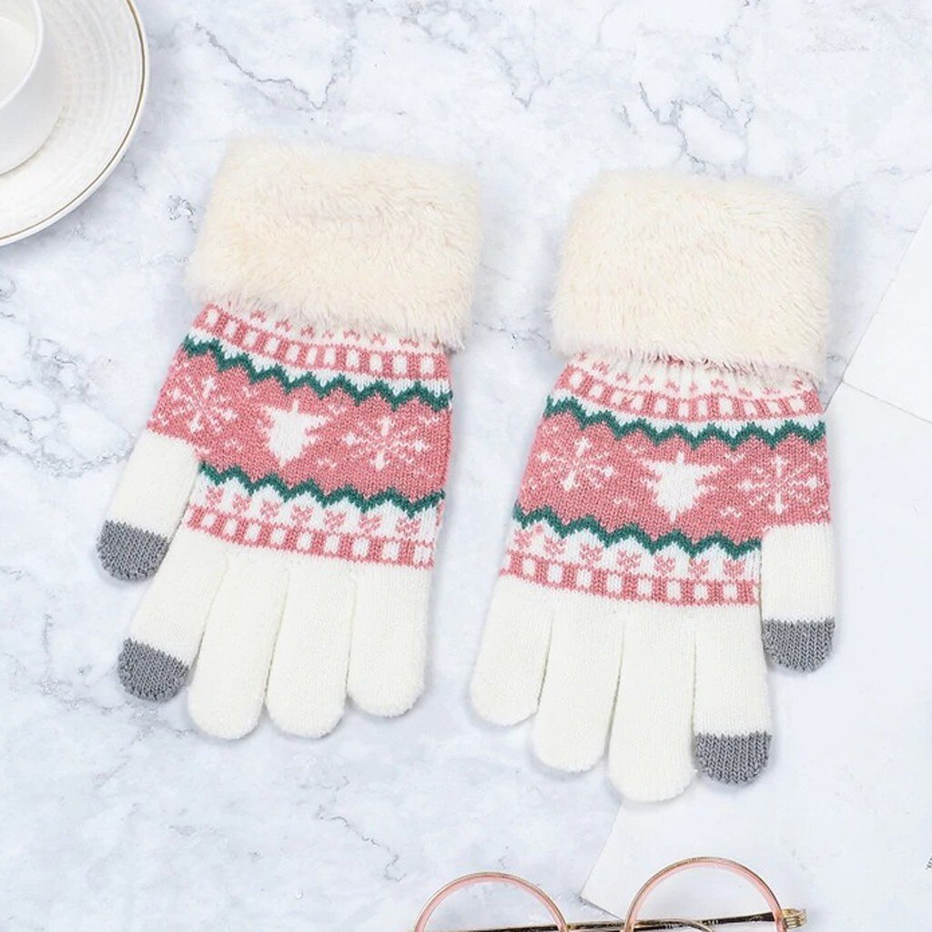 Christmas Winter Gloves Women Men Touch Screen Precision Handsker Extra-warm Fleece Gloves Outdoor Sport Beautiful