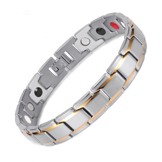 Heren zwarte armband goudkleurige gezondheidsenergie germanium roestvrijstalen armband 4 in- in-1 magnetische gezondheidsarmbanden voor heren sieraden: Stijl 4