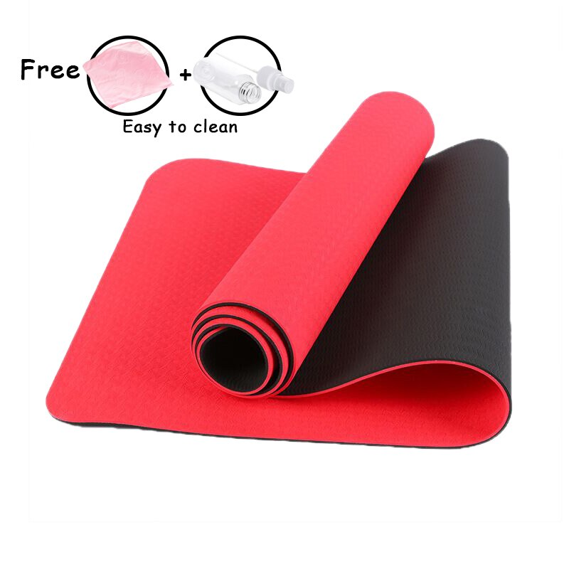6mm Yoga Mat - 183x61cm - TPE - Non-slip, High Resilience - For Fitness, Pilates, Beginners: Red