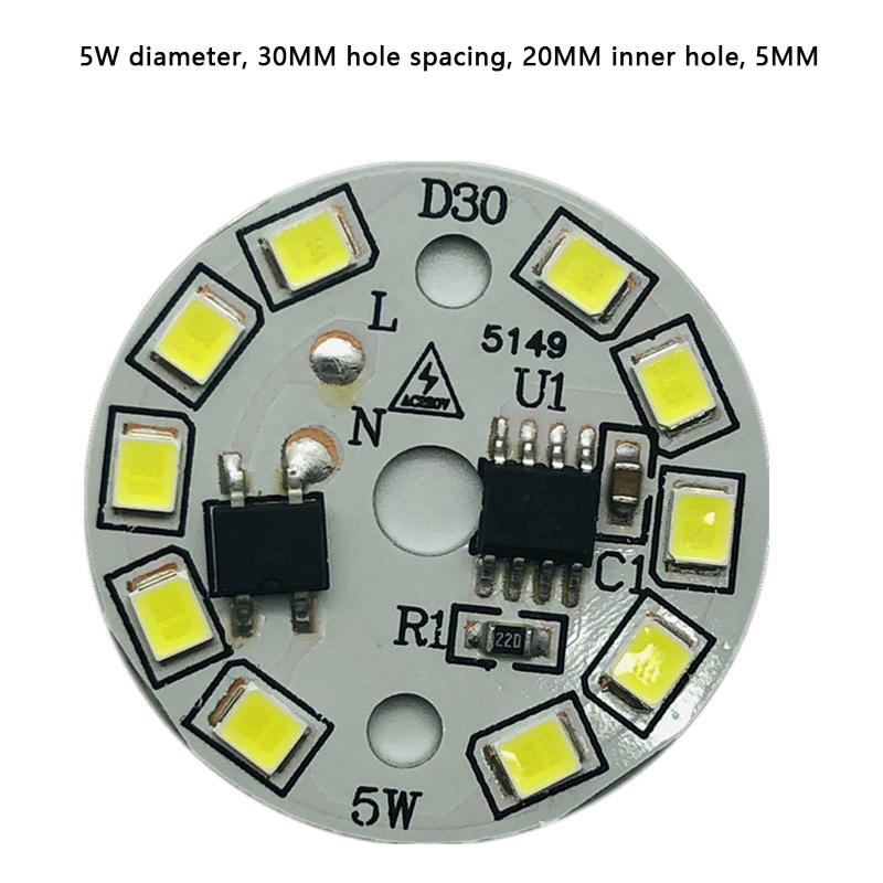 Pære lys  ac 220v downlight chip søkelyset ledet pære lapp lampe smd tallerken sirkulær modul lyskilde tallerken: Mørk grå