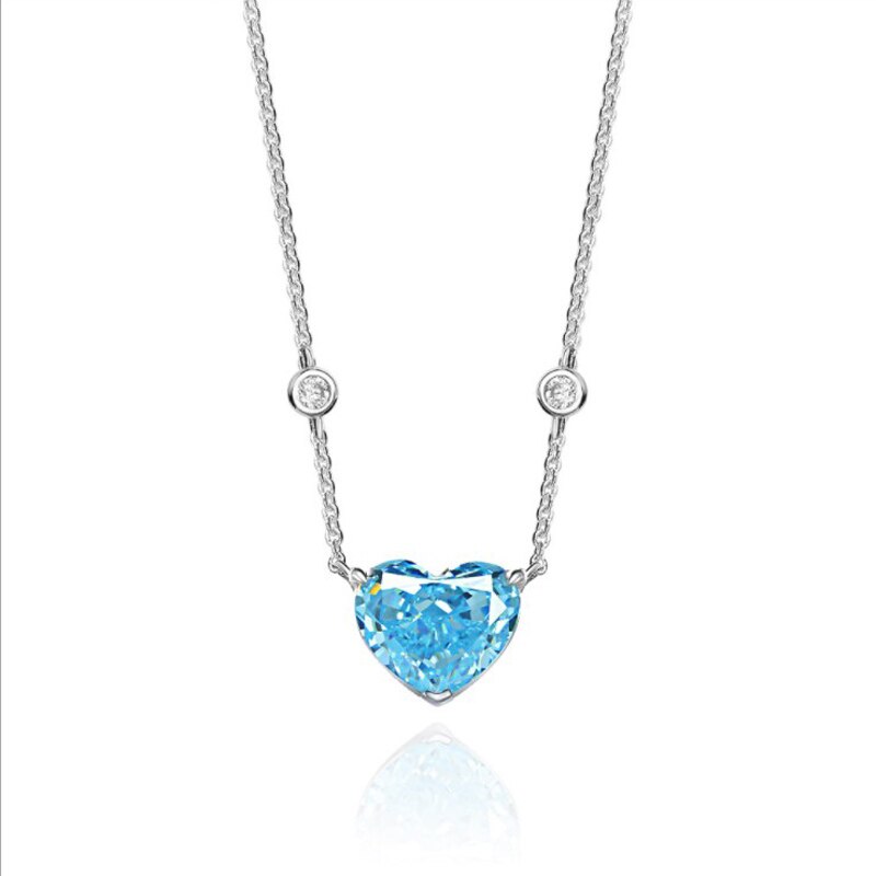 Oevas 100% 925 sterling silber 10*12mm smaragde hochkohlenstoff diamant eisblumen-anhänger halskette für damen party feiner schmuck: Aquamarin