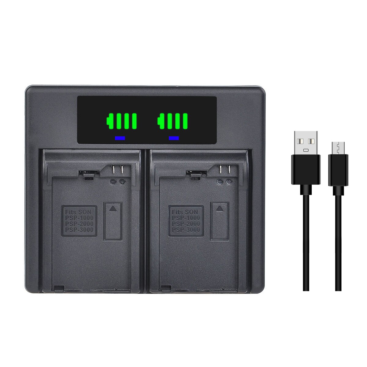 2 stk 3600 mah psp 1000 batteri + hurtigled lader + for psp 1000 psp 1000 psp -110 konsoll gamepad