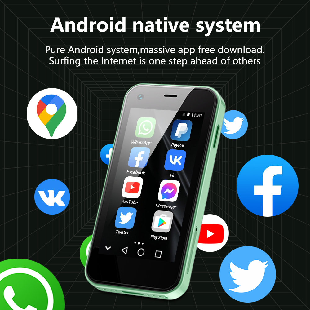 SERVO König5000 Neues Mini-Smartphone 2,5-Zoll-Touchscreen Android 9.0 OS 16 GB 2 SIM 3G Netzwerk WiFi GPS abspielen Geschäft Smartphone Typ-C