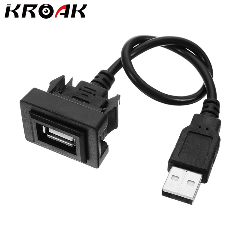 KROAK Auto USB 2.0 Extension Lead Kabel Auto Dashboard Inbouw Interface Adapter Cord Voor Toyota