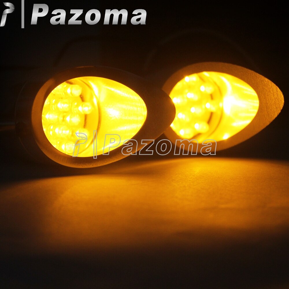 Luz LED de señal de giro para motocicleta, luces intermitentes plateadas de aluminio ámbar para Harley, Chopper, Cafe Racer