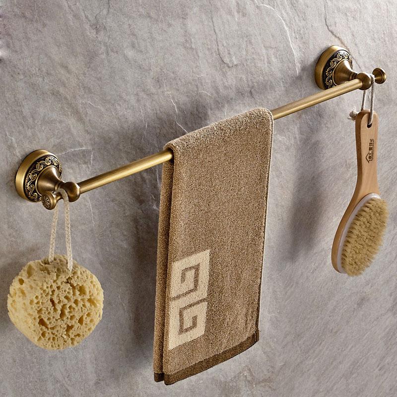 TT Antike soild messing carving bad zubehör bronze runde basis wand montieren bad hardware set wc pinsel halter: towel bar