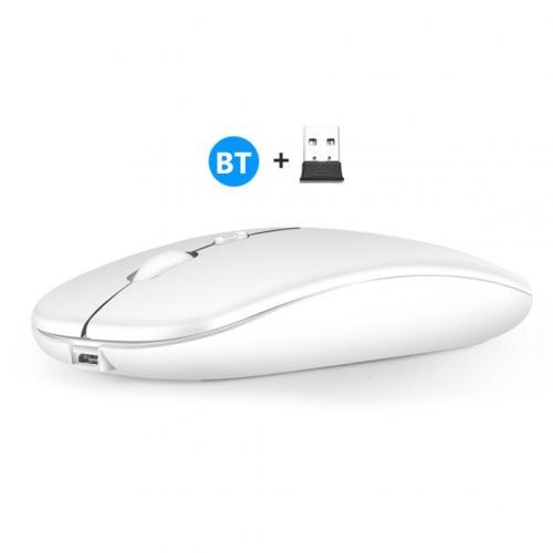 2.4G bezprzewodowy USB akumulator Bluetooth 5.0 cichy do gier myszka do PC Laptop: E