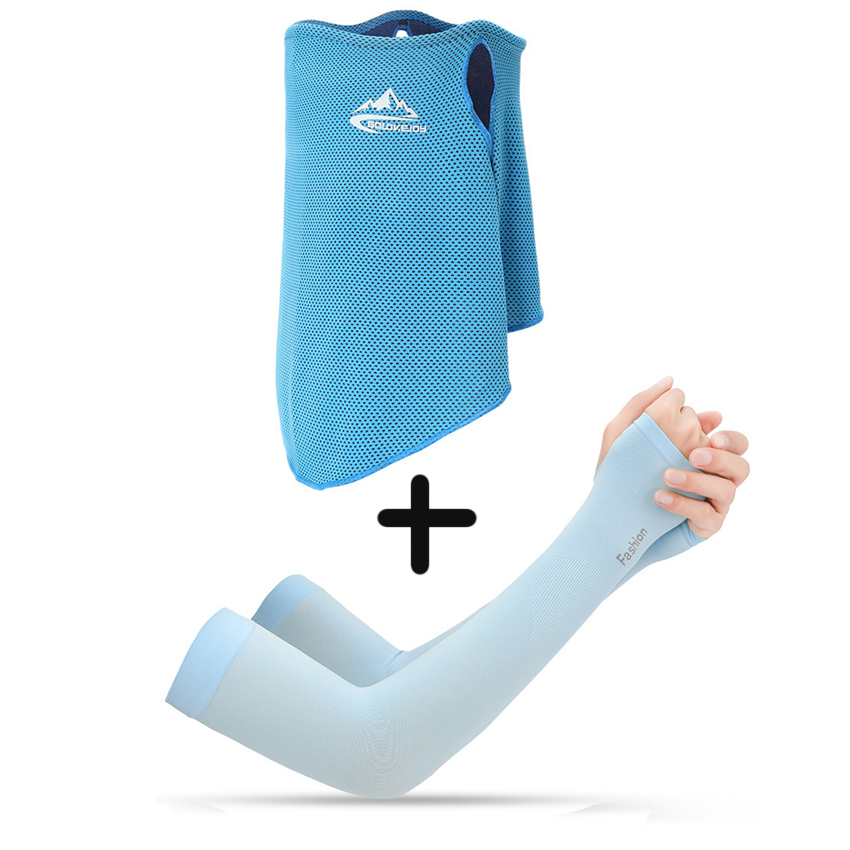 Mannen Hoofddeksels Bandana Fietsen Half Gezichtsmasker Neck Hood Cover Rijden Stofdicht Anti-Zweet Ademend Fiets Hoofd Sjaal voor Mannen: Scarf and Sleeves C