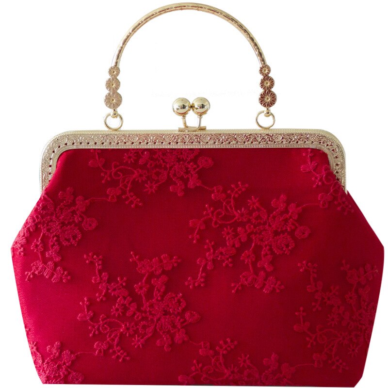 wedding bag bride wedding bag female atmospheric red handbag mouth gold bag finished product