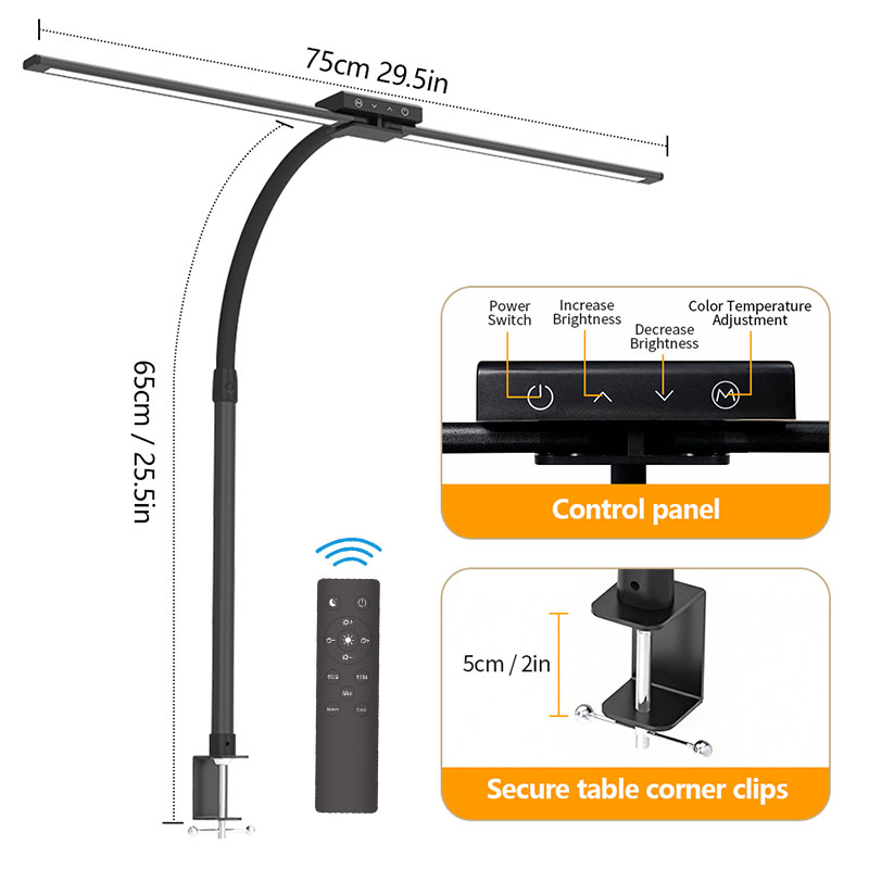 LED bureaulamp met klem Architect bureaulamp voor thuiskantoor Ultra heldere auto-dimmende PC-lamp Traploos dimbare tafellamp: M / Blauw