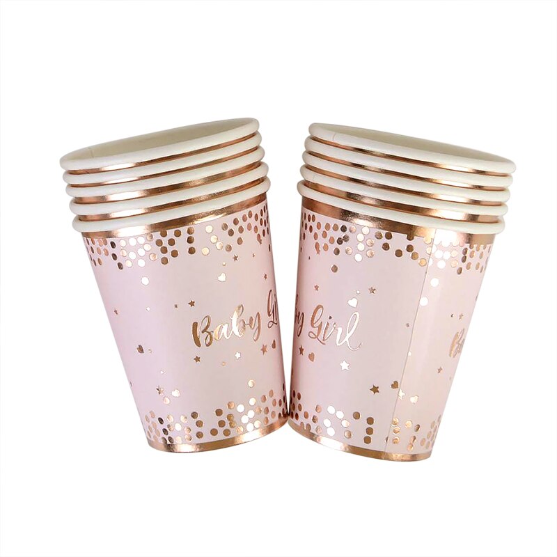 Rose Gold Wegwerp Servies Set Papieren Borden Cups Baby Meisje Verjaardag Bruiloft Bachelorette Party Decora Baby Shower Servies