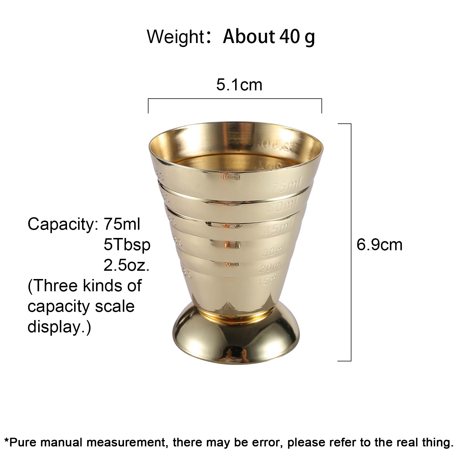 Scale Cup Bar Supplies Measuring Shot Mug Ounce Cup Measuring Spoon Stainless Steel Mixed Cocktail Bar Party 75ml Graduated Cup
