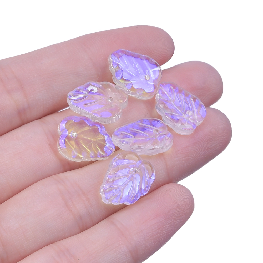 30/50 Uds. Cuentas de hojas de cristal para joyería, cuentas de hojas verdes de Murano para hacer pulsera, collar, accesorios DIY hechos a mano a granel