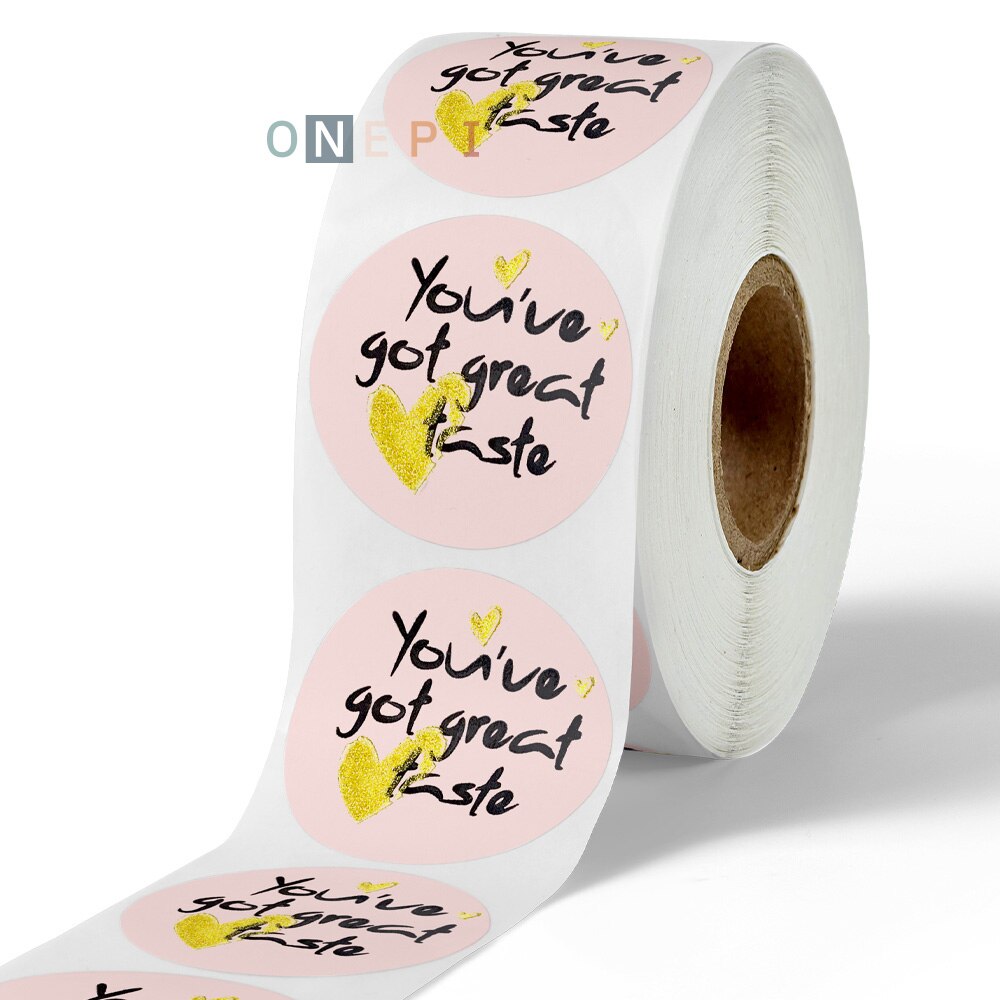 500 Pcs/Roll Pink Stickers You'Ve Got Great Taste Stickers Gold Seal Labels Cute Packaging Sticker Stationery Label
