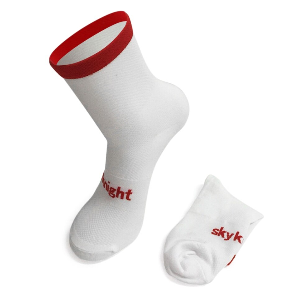 Skyknight Size 7-12 Ademend Fietsen Sokken Vochtafvoerende Mannen Vrouwen Racing Running Fiets Sokken Gym Training Sport sokken: WHITE