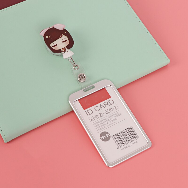Aluminum Badge Holder Business Work Card With ABS Retractable Badge Reel ID Card Holder Nurse Accessories: NO.5