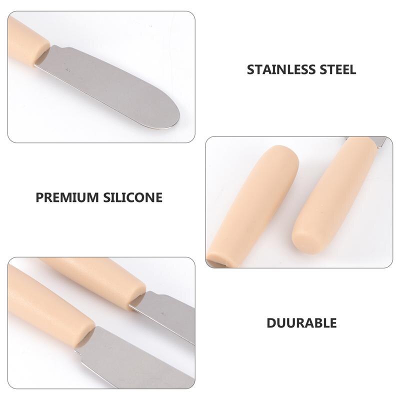 6pcs Butter Knife Stainless Steel Sharp Sturdy Cooking Tool Butter Knife Butter Seprater Wooden Knife for Kitchen Chef Cutting