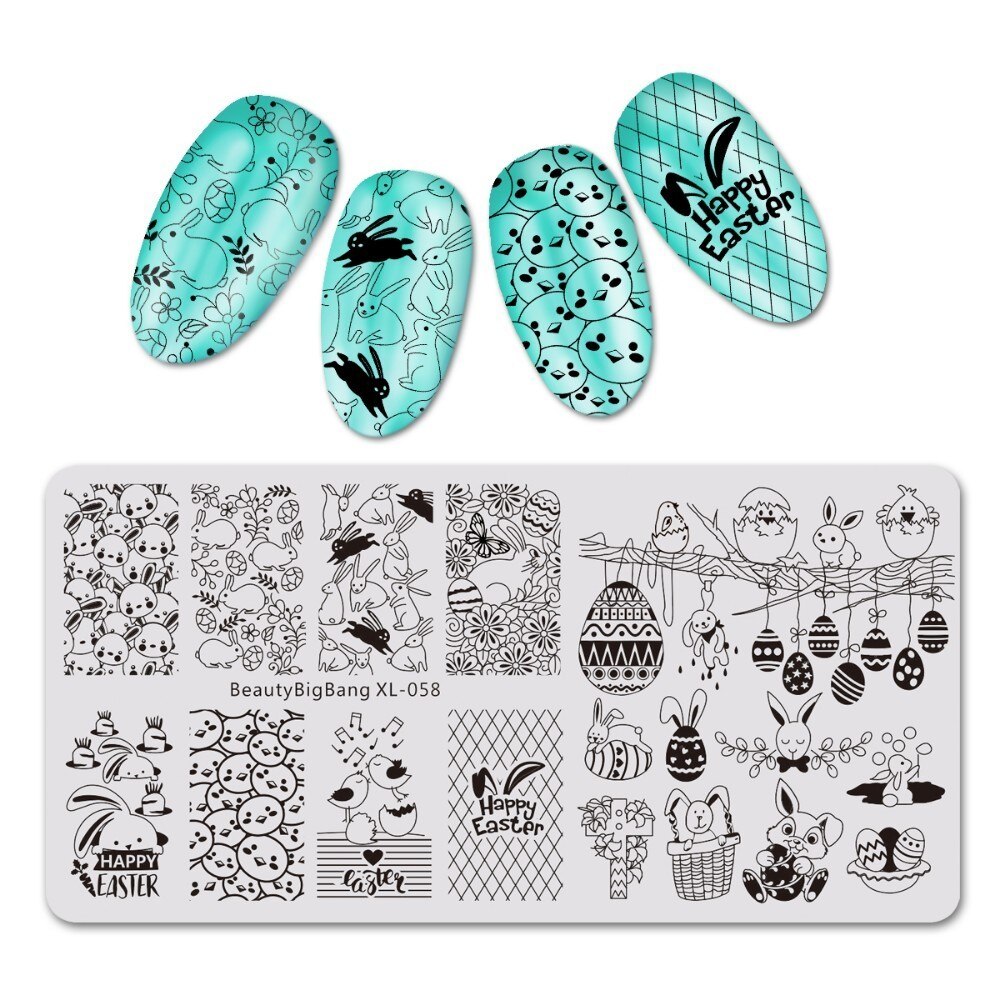 BeautyBigBang ongle gabarit plaque acier inoxydable mignon chat chien motif ongles estampage plaques Rectangle timbre pour ongles BBB XL-013: 58