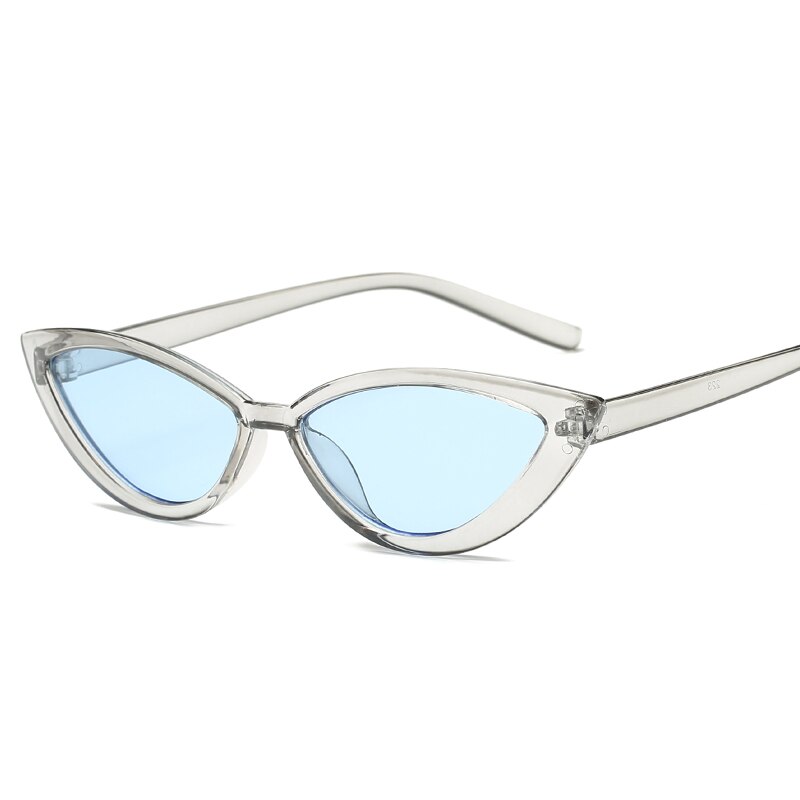Gafas de sol con montura transparente de estilo de ojo de gato COOYOUNG, accesorios de verano rojos para mujer, gafas de sol femeninas a la para la playa UV400: C4Blue