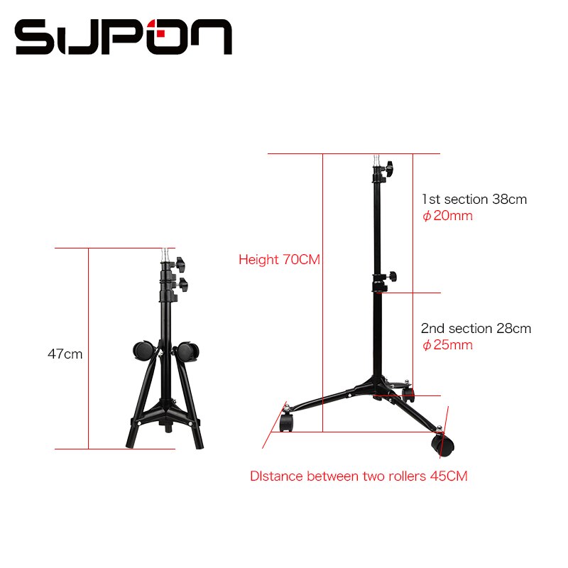 Supon Flash Floor Light Stand 70cm Folding base Roller Photography studio video Light Triopod
