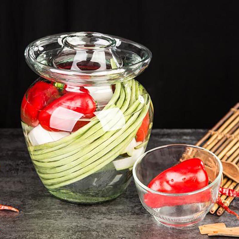 2.5l gjennomsiktig kimchi-beholder tykkere glass syltebeholder kjøkkentilbehør mat syltet forseglet oppbevaring reddik syltetøyglass