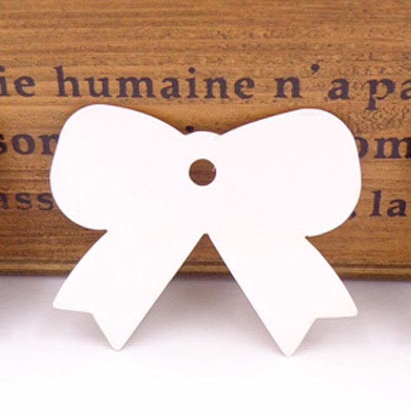 Étiquette de prix en papier Kraft, nœud papillon, cartes faites à la main bricolage DIY, pour mariage, fête d&#39;anniversaire: White