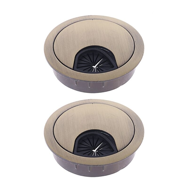 2 pièces/ensemble 50/53/60/80mm bureau fil trou couverture Base en alliage de Zinc ordinateur passe-fil Table câble sortie Port Surface porte-ligne: C / 50mm