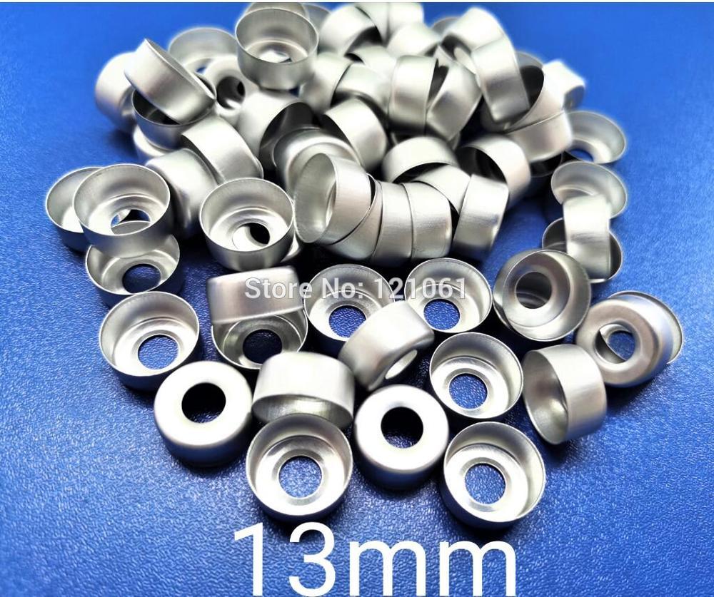 13mm aluminium doppen  ,300 stuks/partij, gekleurde farmaceutische doppen, aluminium doppen voor geplooide glazen injectieflacons: Zilveren kleur