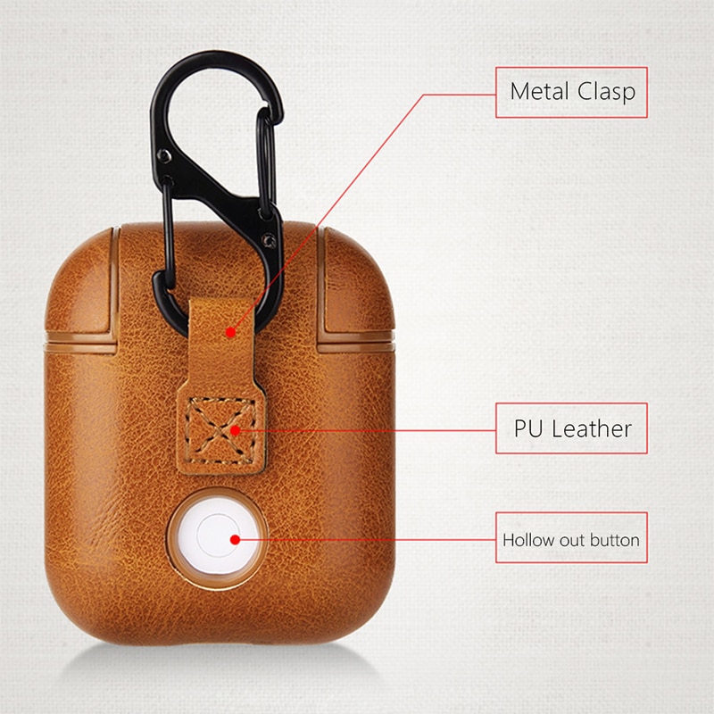 Capa de couro para airpods 2, capa para apple airpods 2 alça pc + estojos de cobertura com botões, película protetora de couro para airpods, dropshipping
