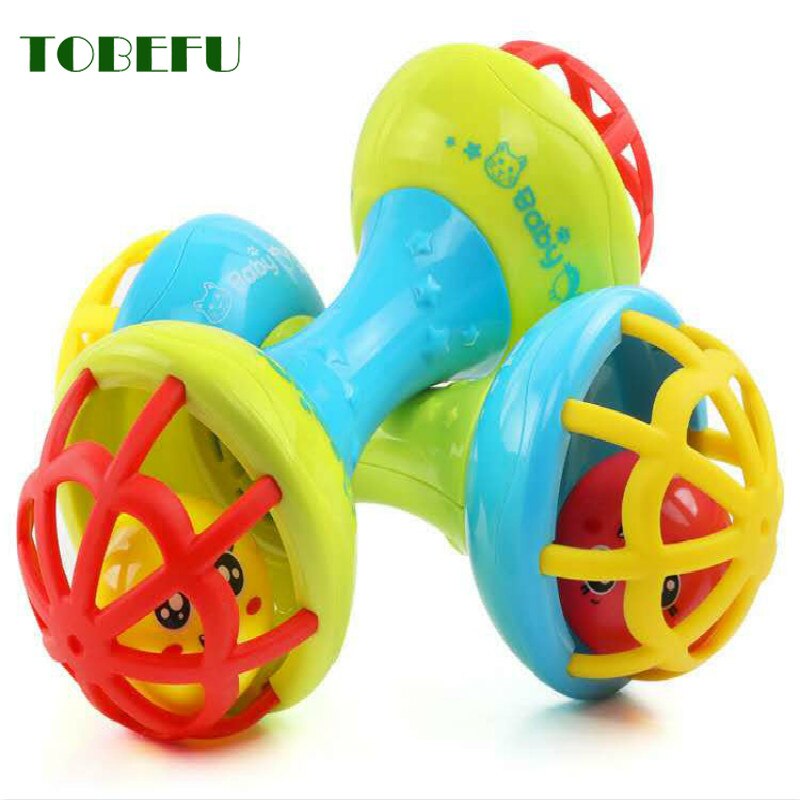 TOBEFU Plastic Intelligence Grasping Gums Teethers Baby Rattle Toys Food Grade Hand Bell Teething Rattle for 0-3 years Baby