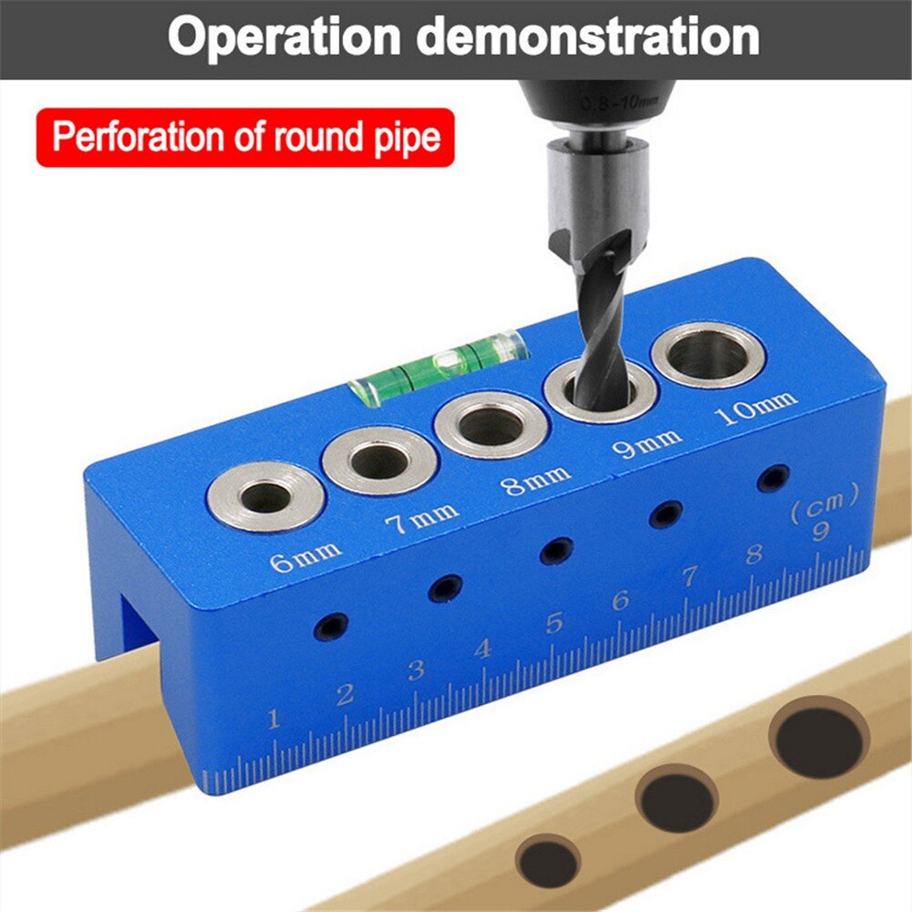 Drill Guide Locator Jig 6/7/8/9/10mm Handheld Pocket Hole Jig Set Woodworking Wood Dowel 90 Degree Drill Straight Angle Locator
