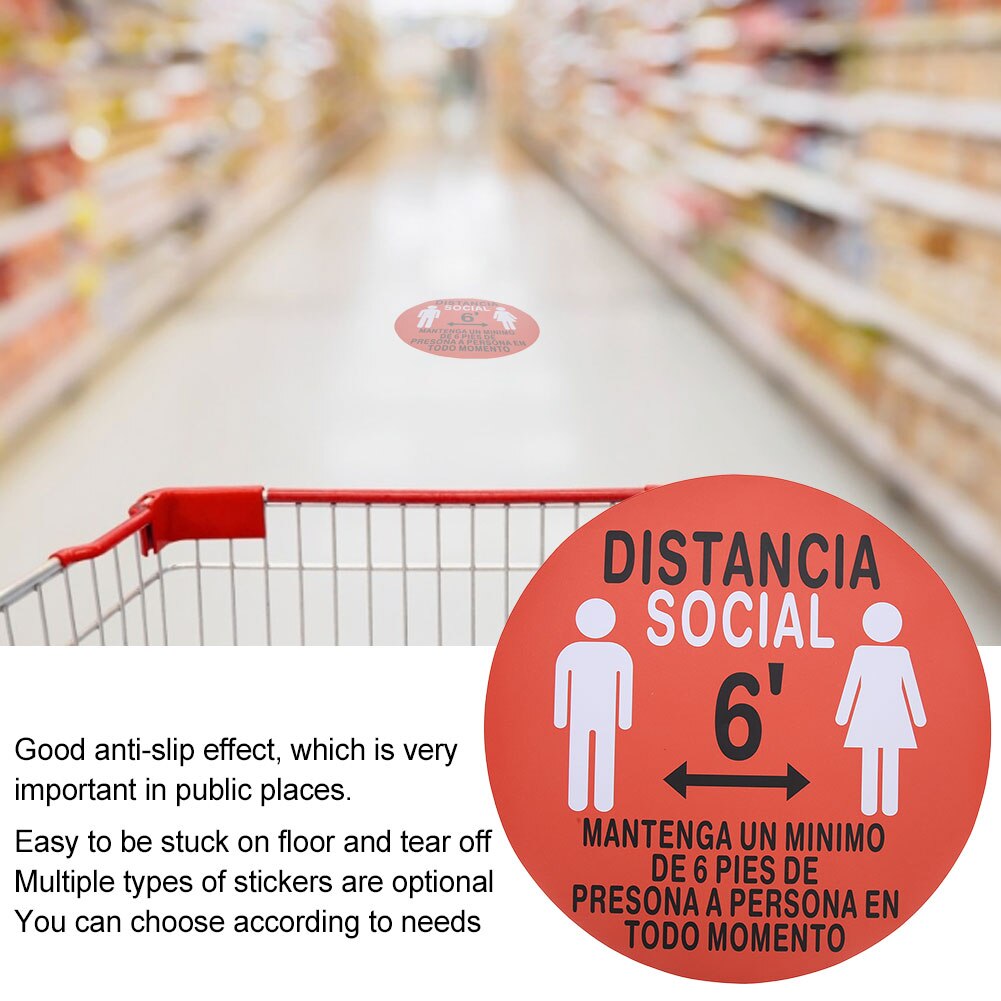 5pcs/Bag Floor Sticker Anti-Slip Safety Warning Distance Sign Floor Decal Non-Toxic PVC Stickers For Store Tile Sticker 30x30cm