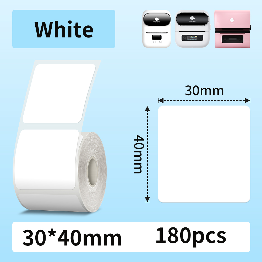 Phomemo Etikettendrucker-Papier, M110 Etikettenklebepapier, weiß, wasserfest, Thermoaufkleber für tragbare Drucker M110 M221 M200 M220: LICHT WEIß