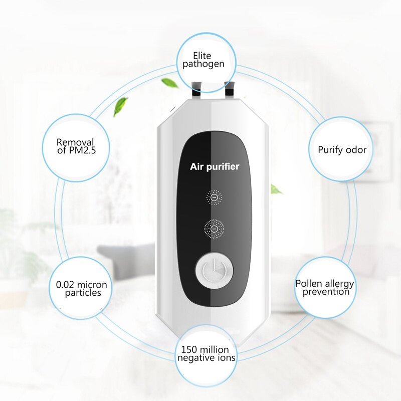 Personal Air Purifier Necklace, Rechargeable Air Purifier with 150 Million Negative Ions, Portable Air Purifier