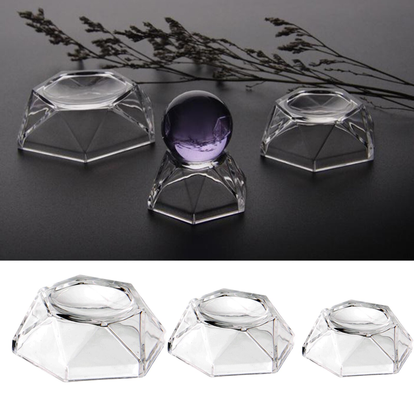 Acrylic Clear Display Stand Holder For Crystal Ball Sphere Transparent