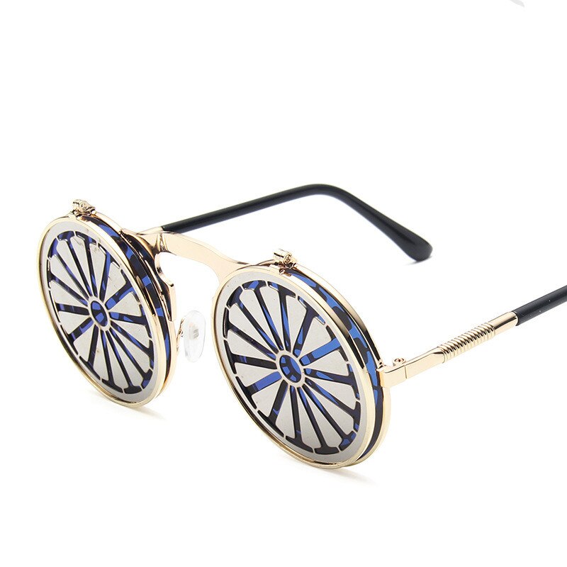 personalisierte Flip Sonnenbrille Steampunk Rim Gläser Bunte Reflektierende Quecksilber Sonnenblende Foto Requisiten Geburtstag