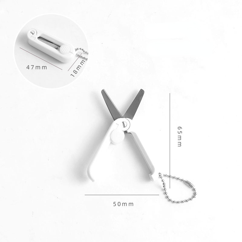 Stainless Steel Small Scissors Portable Mini Scissors Retractable Folding Scissors Multifunctional Safe and Cute: White 1pc