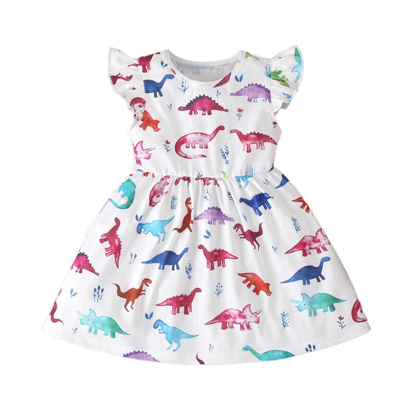 CANIS-robe d'été de dinosaure à manches évasées pour bébés filles, tenue Tutu de fête pour enfants, pour spectacle: 12M