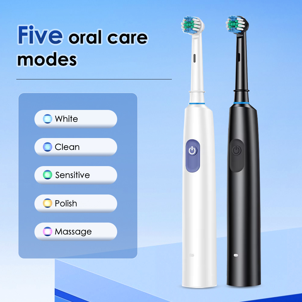 Electric Toothbrush Rotation Clean Teeth Adult 5 Modes Teeth Brush Sonic Electric Tooth Brush With 4 Extra Replacement Heads