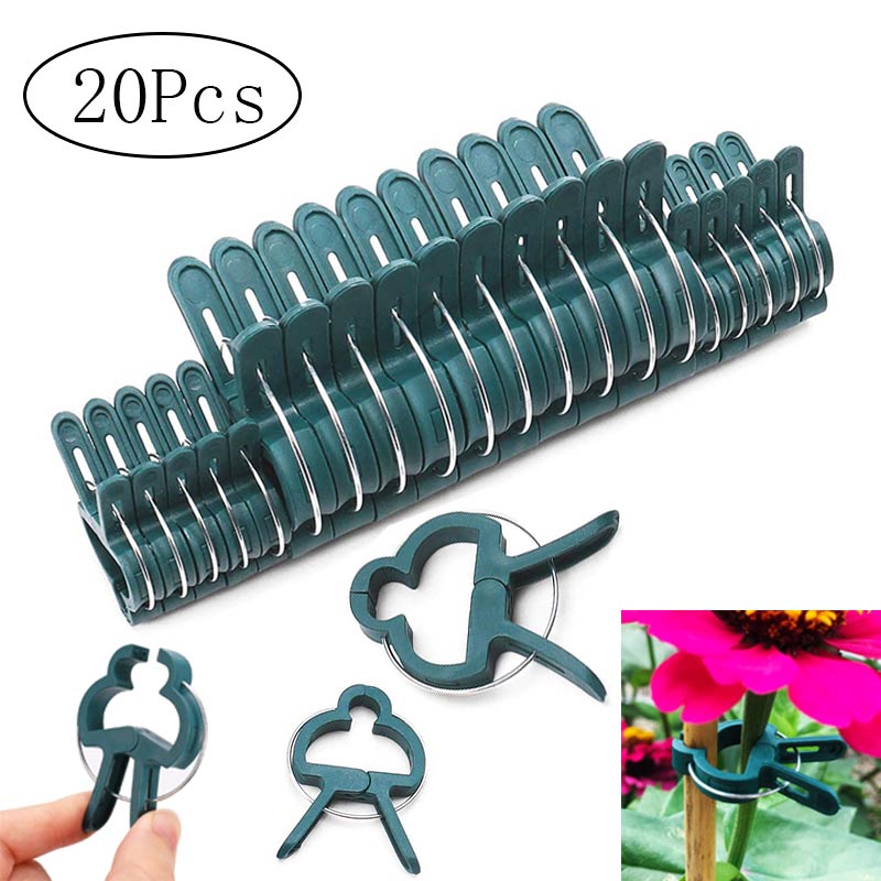 20Pcs Plant Support Clips Tomato Flower Vine Seedling Stem Bracket Pole Fixed Clamps Reusable Grafting Stakes Connector Clip