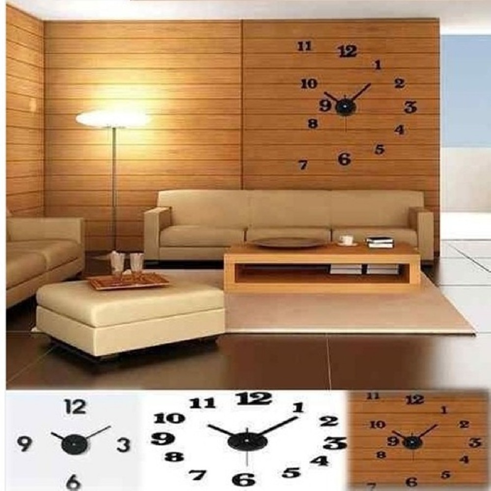 3D DIY Clock Adhesive Decal Modern Wall Digit Number Room Interior Decoration Clock