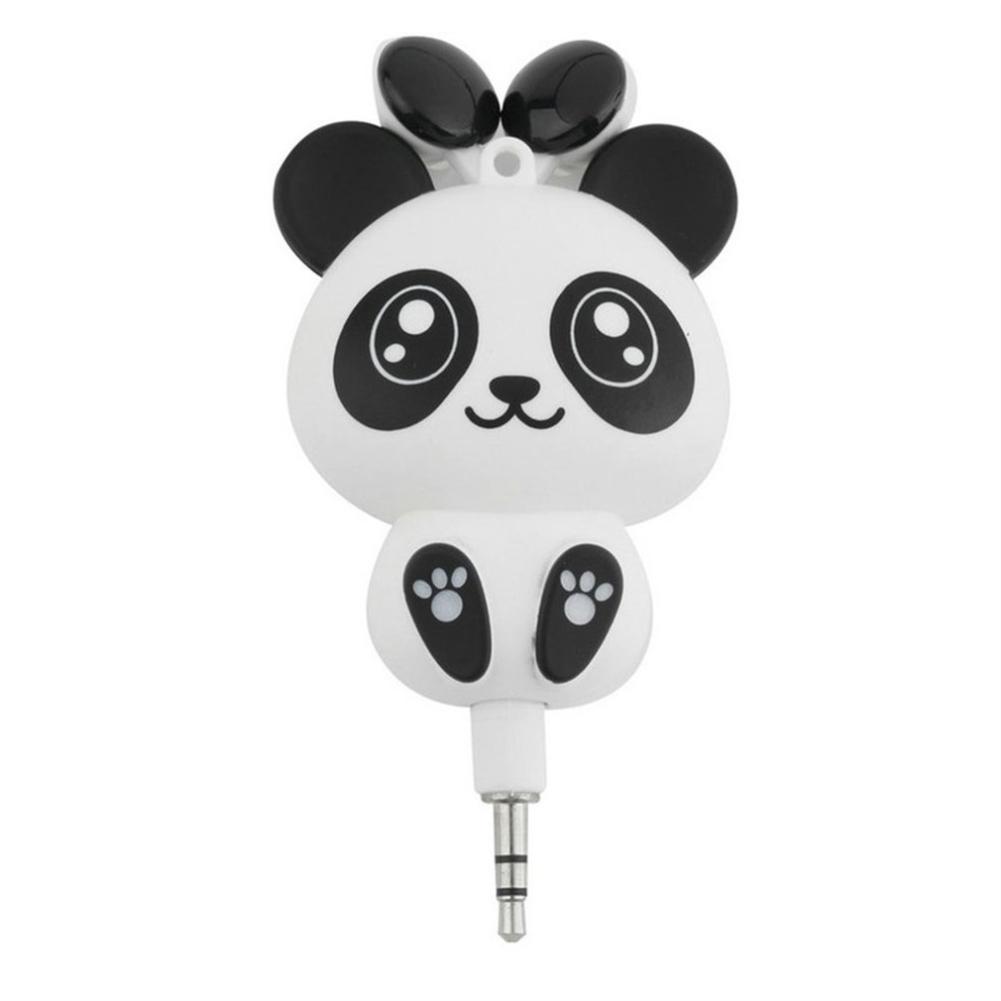 Cute Panda Headphones Headsets 3.5mm Wired Retractable Earphones Earbuds for iPhone X 8 7 Samsung Birthday for Child