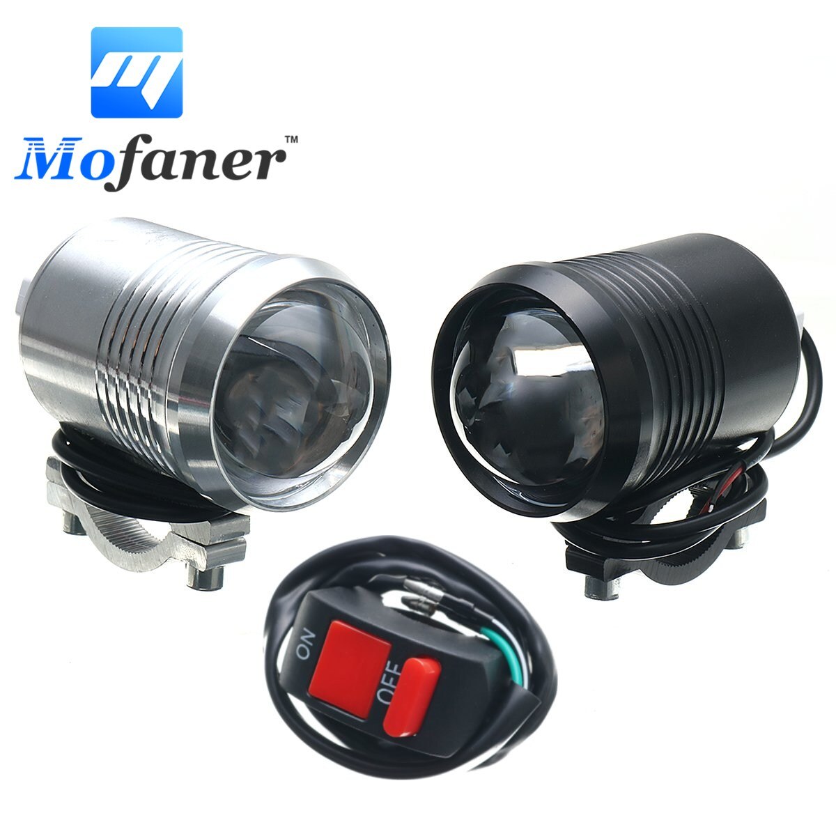 Mofaner 2 Stuks 30W Motorfiets Koplamp U2 Led Rijden Motor Koplamp Mistlamp Met Schakelaar