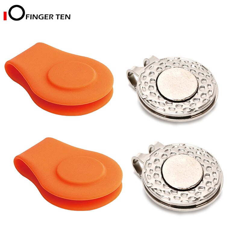 Neue 2 Silikon mit 2 Metall Golf Hütte Clip Magnetische Ball Marker Halfter Legen zu Ihre Kappe Tasche Rand Gürtel kleidung: Orange